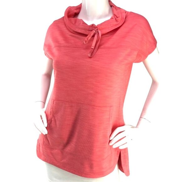 Talbots Cowl Neck Kangaroo Pocket Top XLP Short Sleeve Split Hem Tunic - Picture 1 of 6